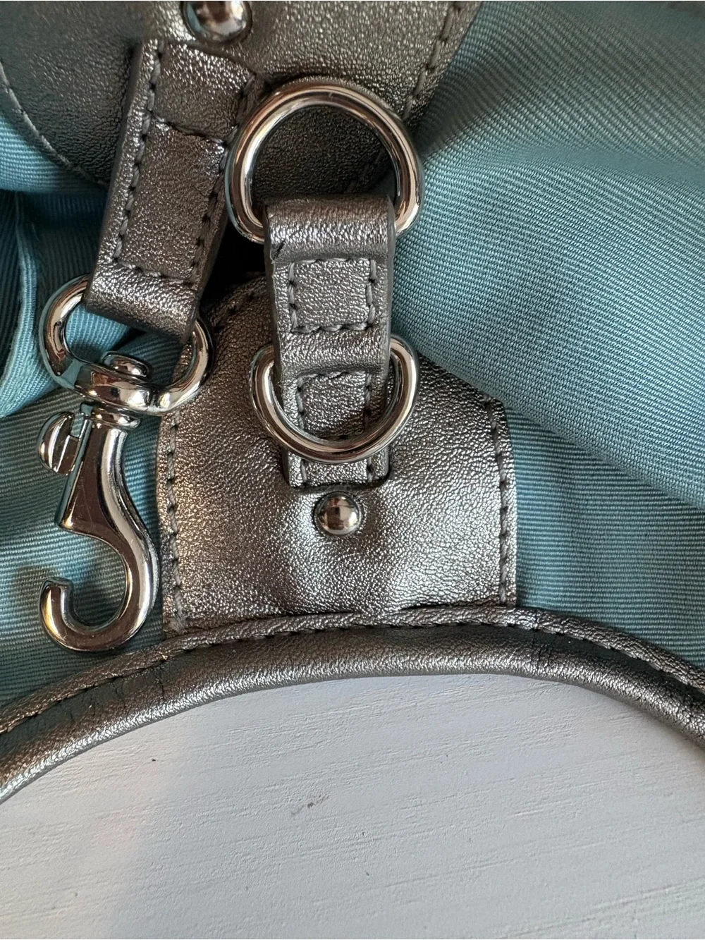 Coach RARE Vintage Starfish Beach Tote Bag Canvas Silver Metallic F19212